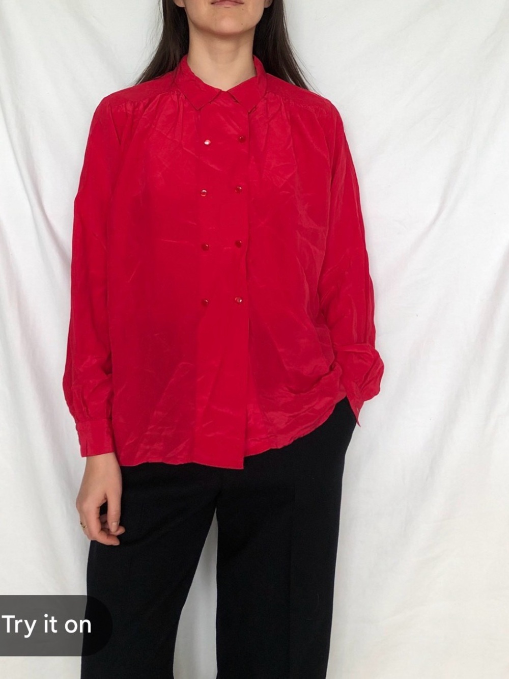 Oscar de la renta vintage 1980s Expressions Vibrant Red Textured Blouse